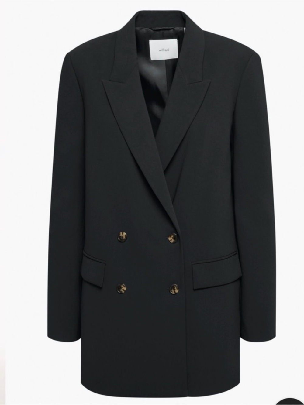 Wilfred Double-Breasted Black Blazer Coat
